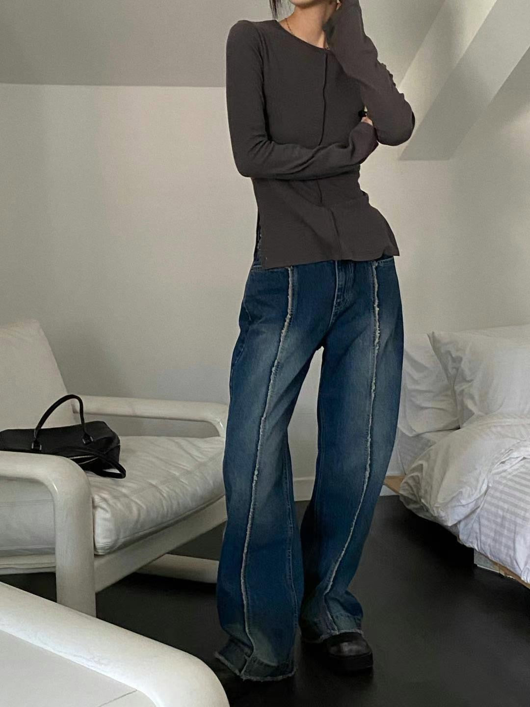 STRAIGHT LEG PATCH JEANS ** PRE-ORDER