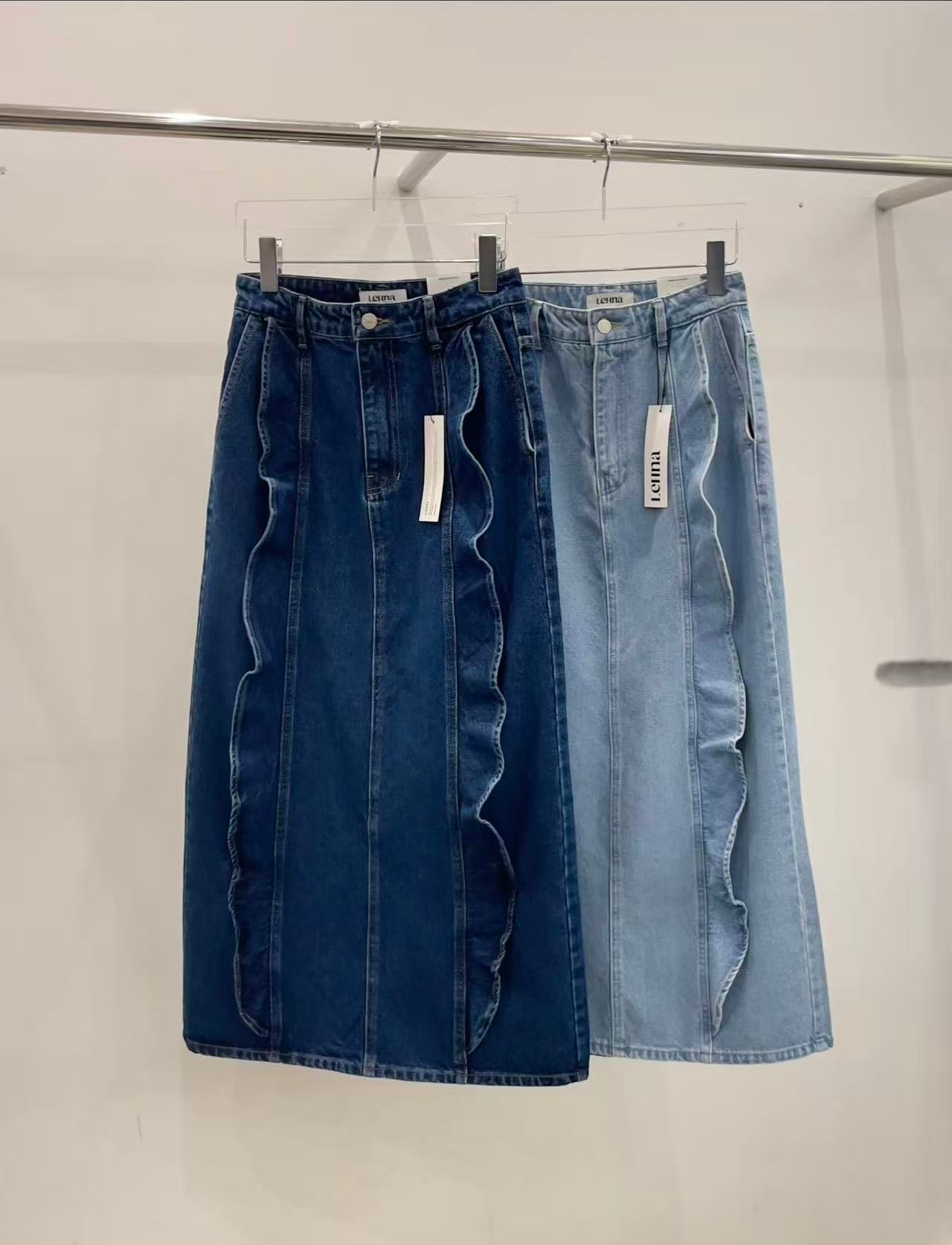 Denim Ruffle Skirt