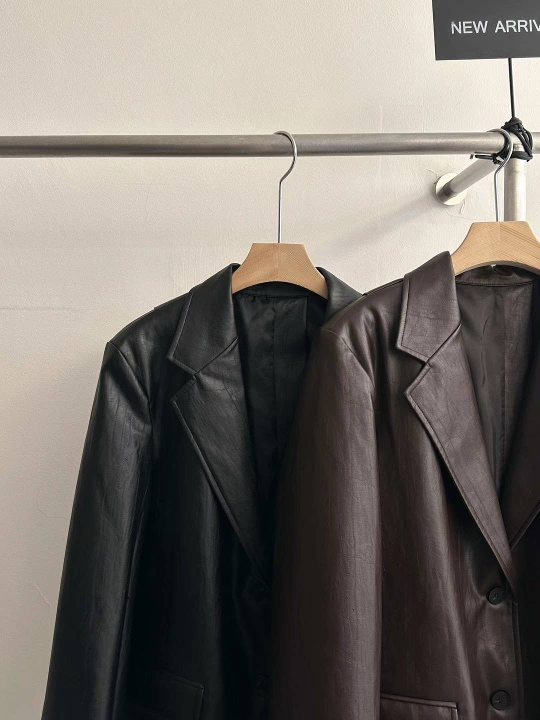 FAUX LEATHER BLAZER **PRE-ORDER