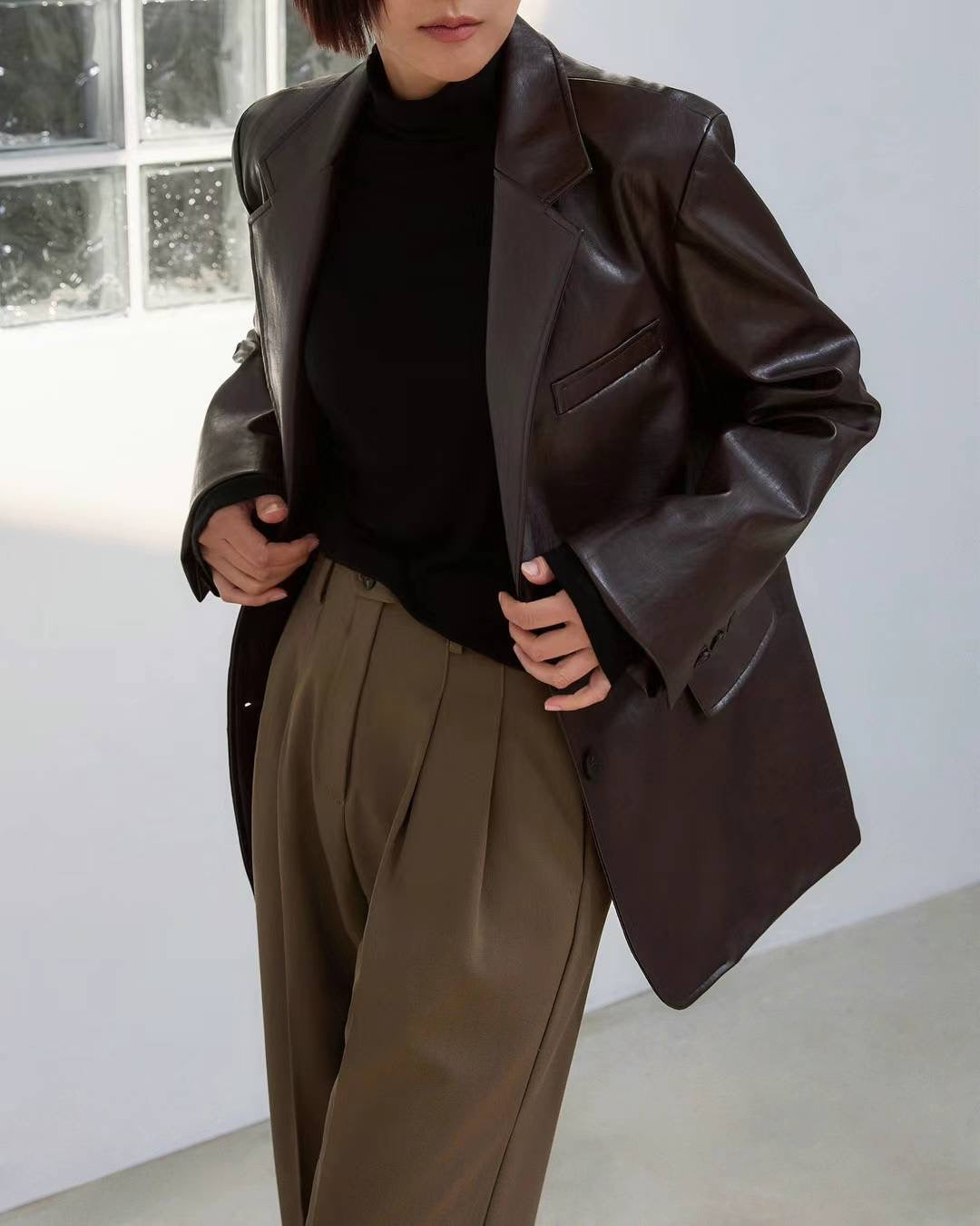 FAUX LEATHER BLAZER **PRE-ORDER
