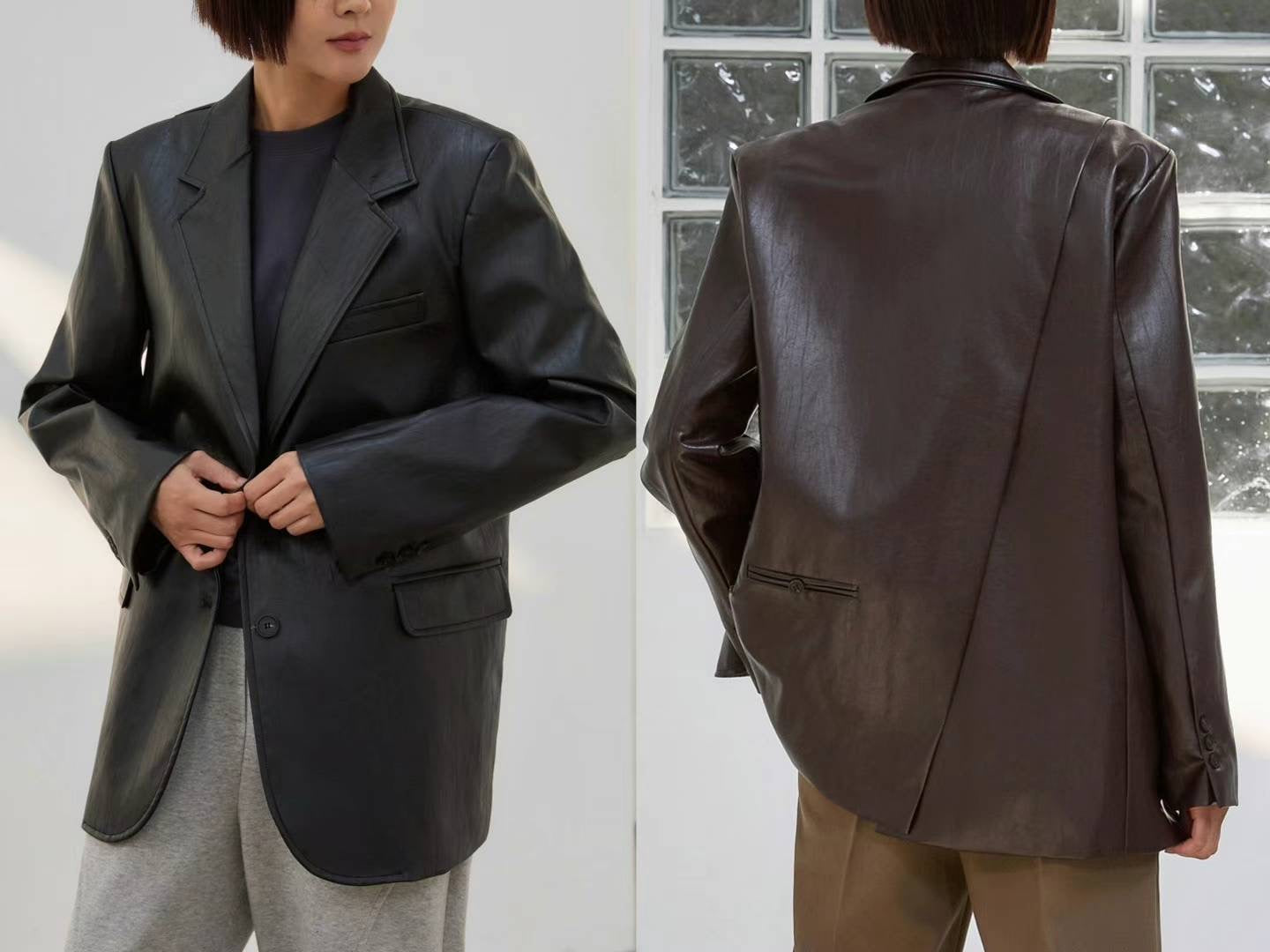 FAUX LEATHER BLAZER **PRE-ORDER