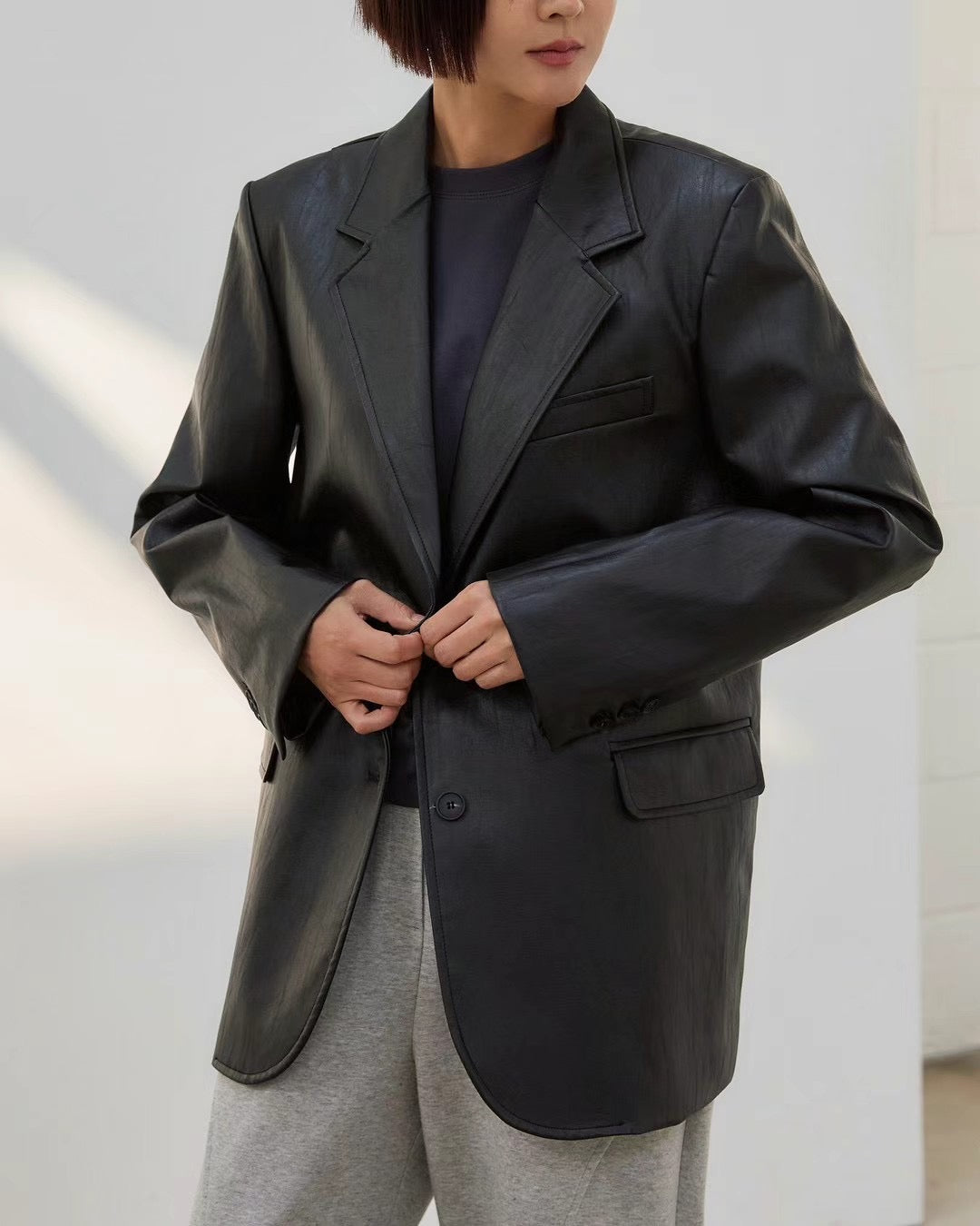 FAUX LEATHER BLAZER **PRE-ORDER