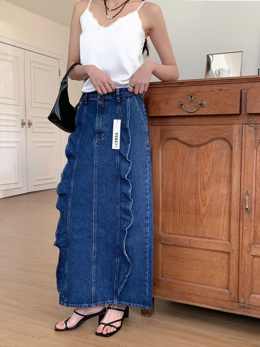 Denim Ruffle Skirt