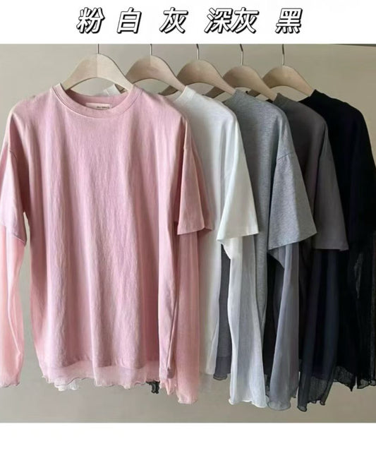 拼紗紗袖假兩件