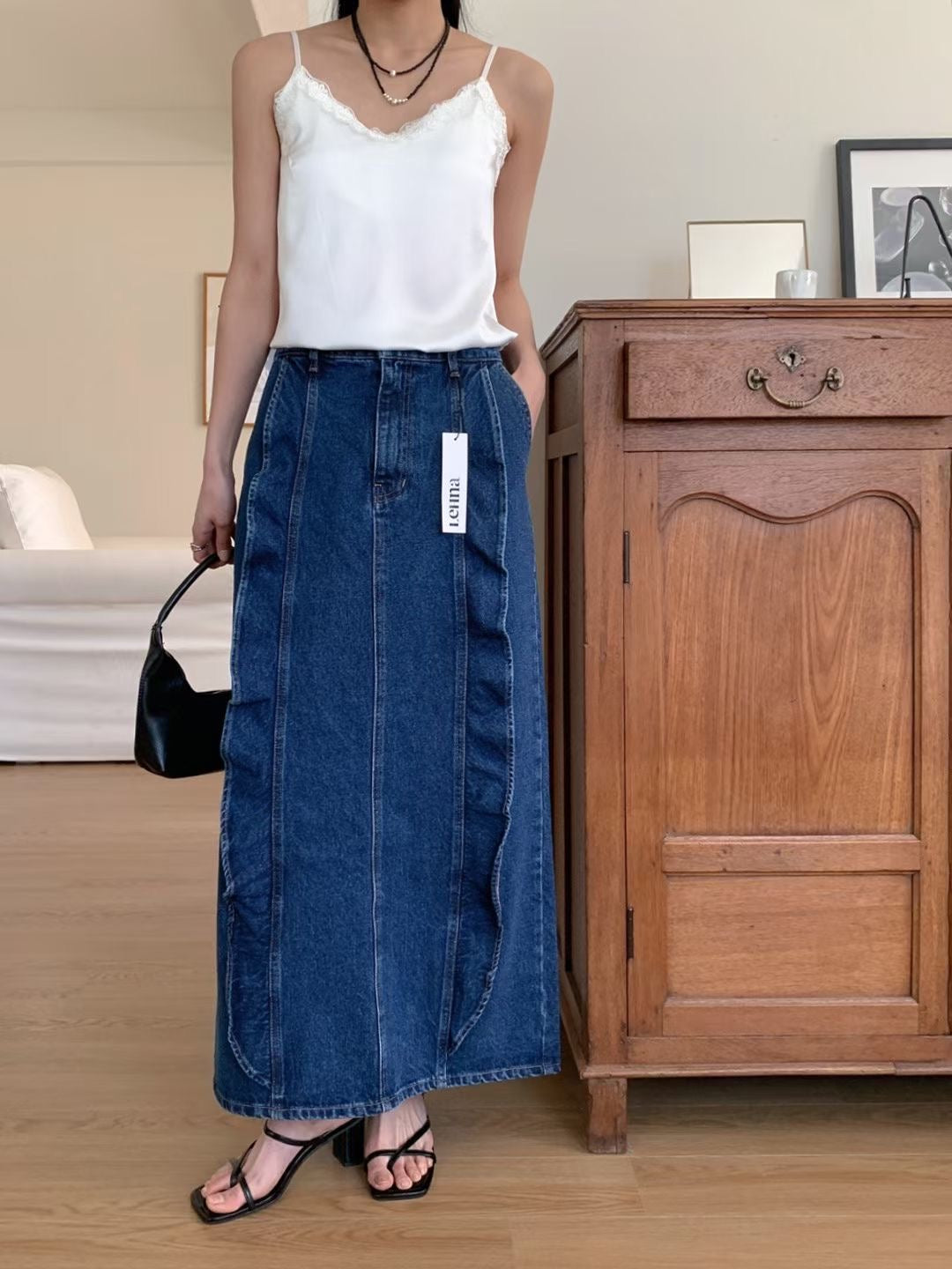 Denim Ruffle Skirt
