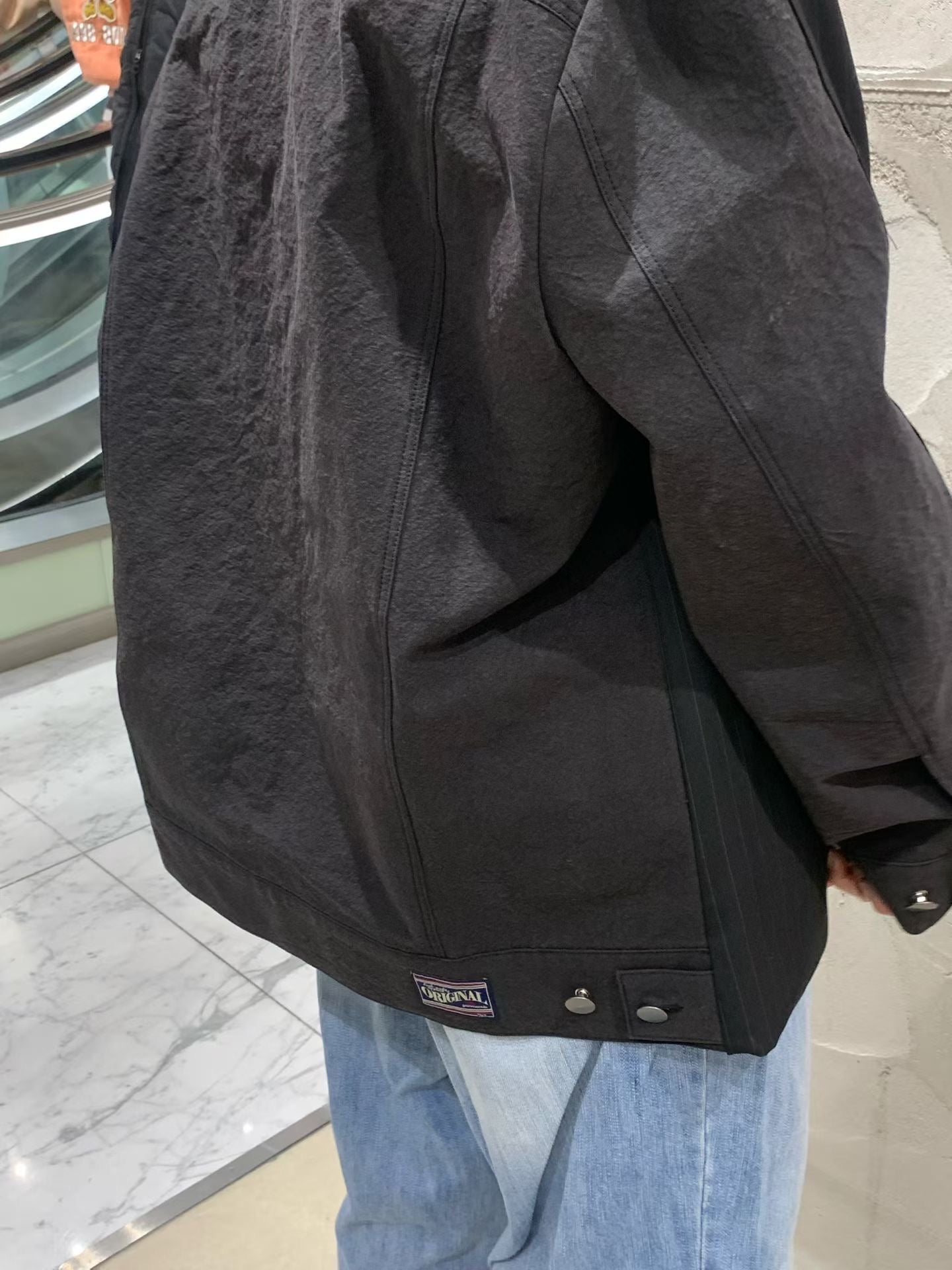 西裝料拼磨料外套