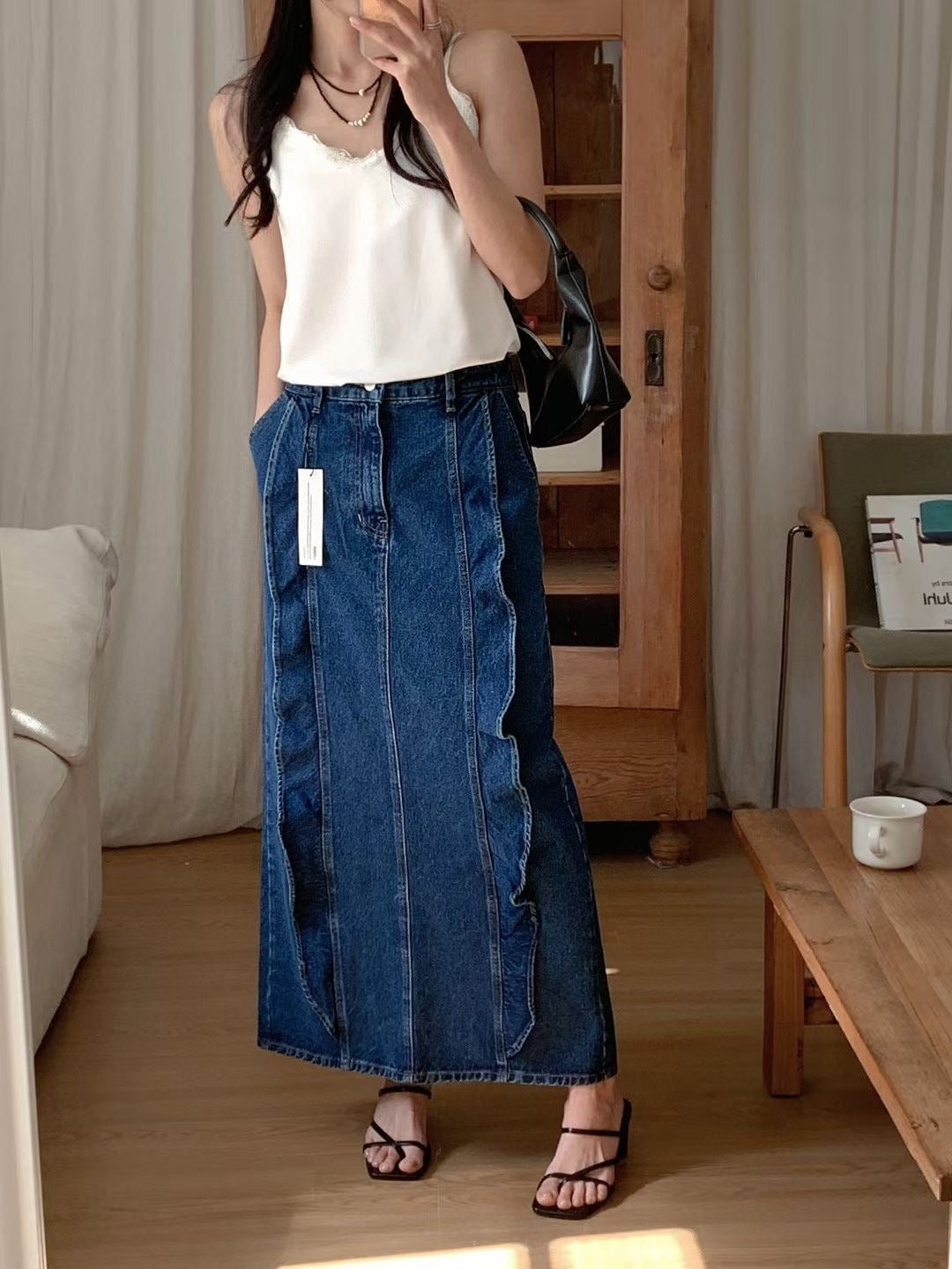 Denim Ruffle Skirt