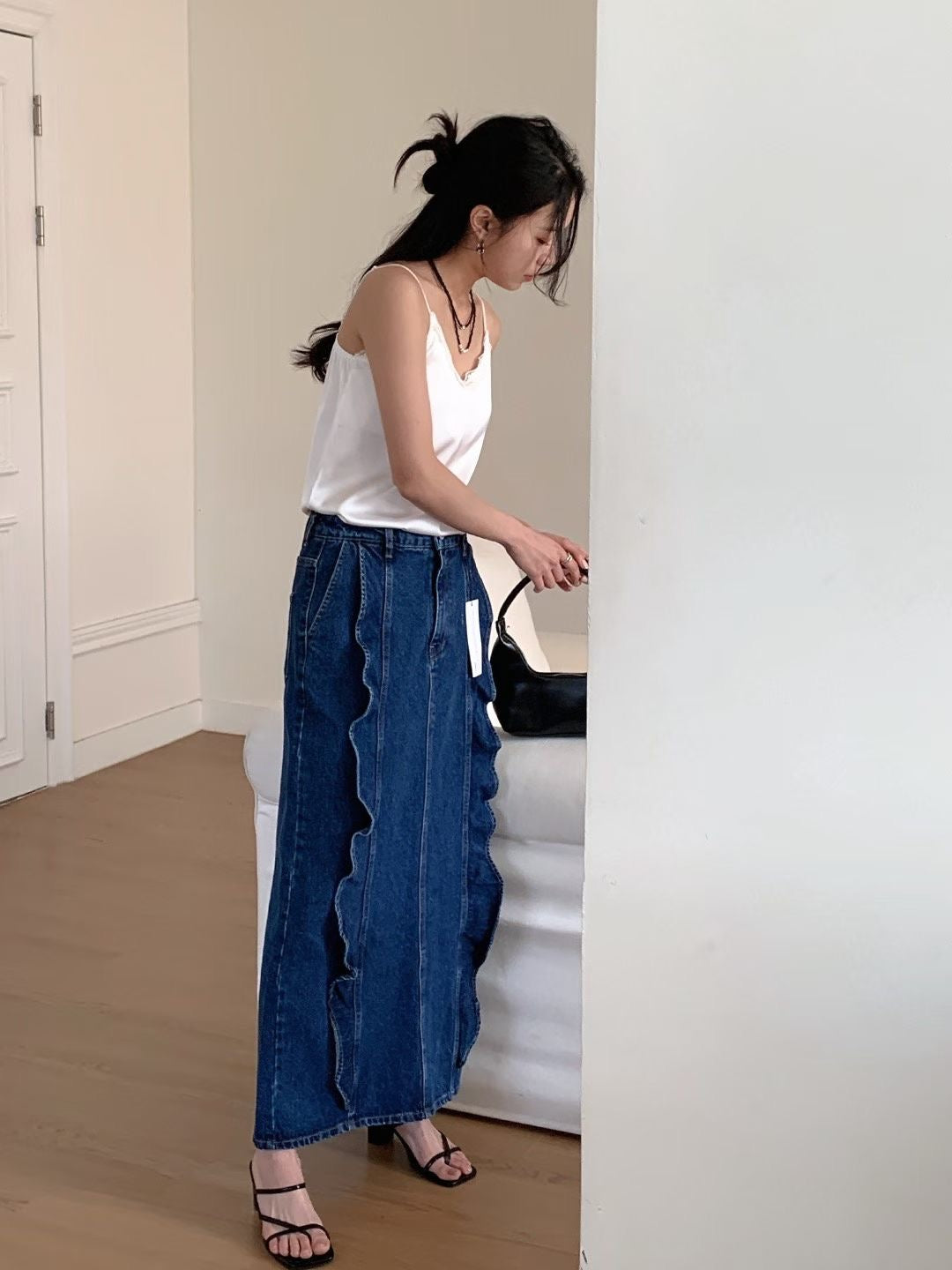 Denim Ruffle Skirt