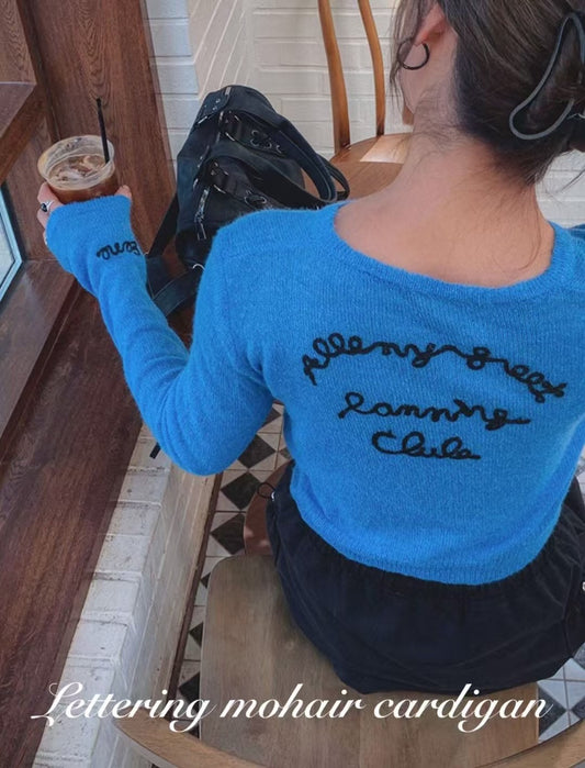 Lettering Mohair Cardigan