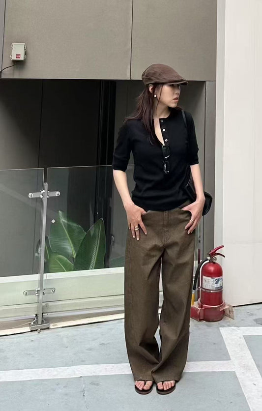 高質暗坑紋布料褲